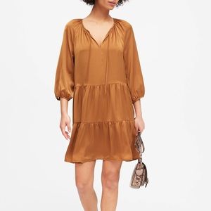 Banana republic satin tiered swing dress